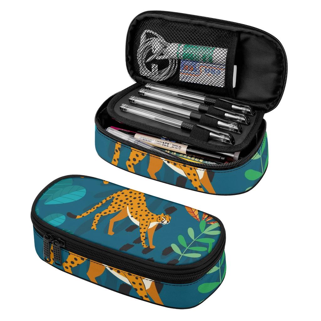 Pencil Case Roomy Interior Zipper Closure Strong Polyester Fabric with Main Compartment Mesh Pocket and Pen Slots for Students