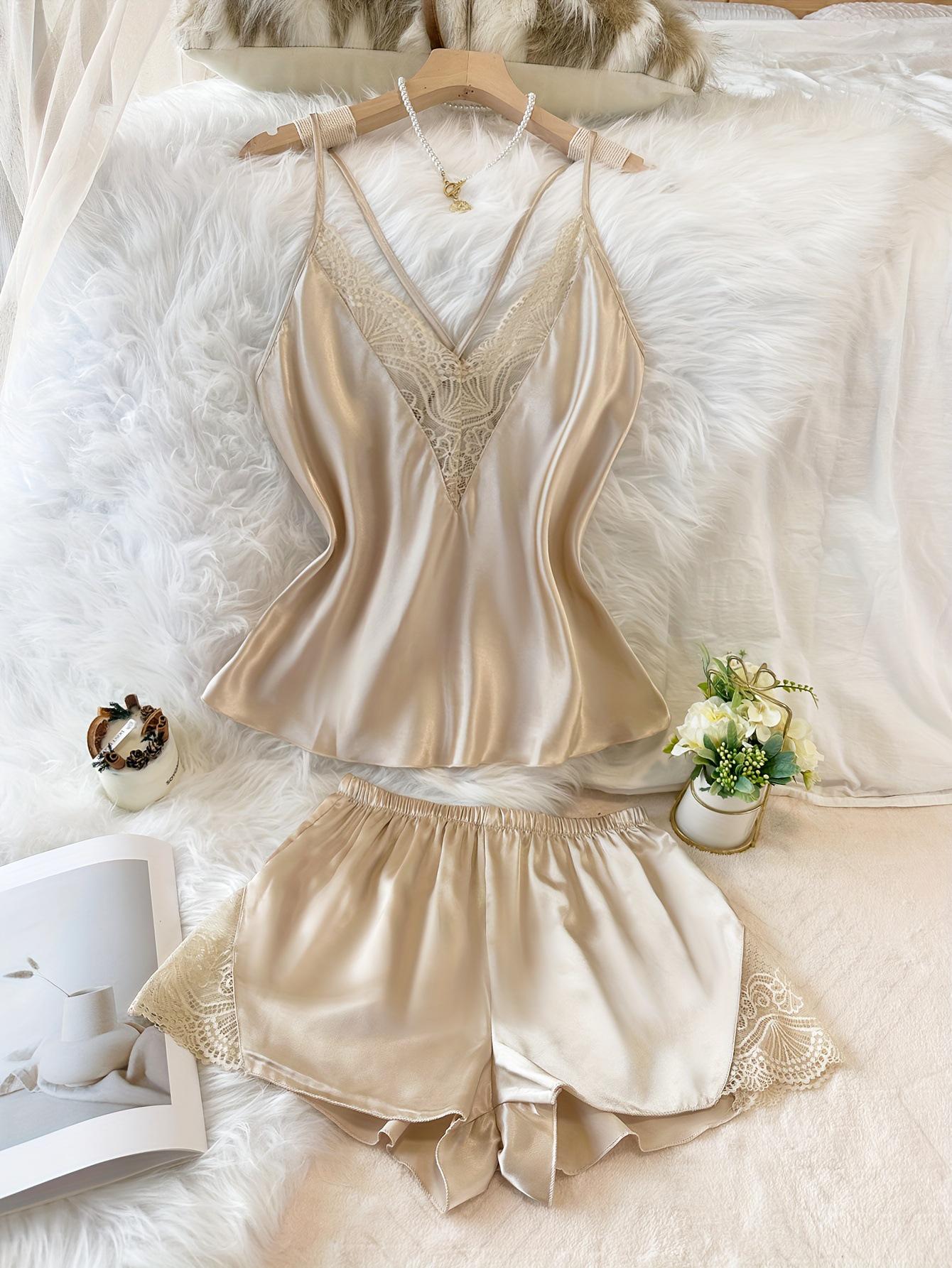 

Женский сексуальный пижамный комплект из кружева в европейском и американском стиле Extra Large хаки