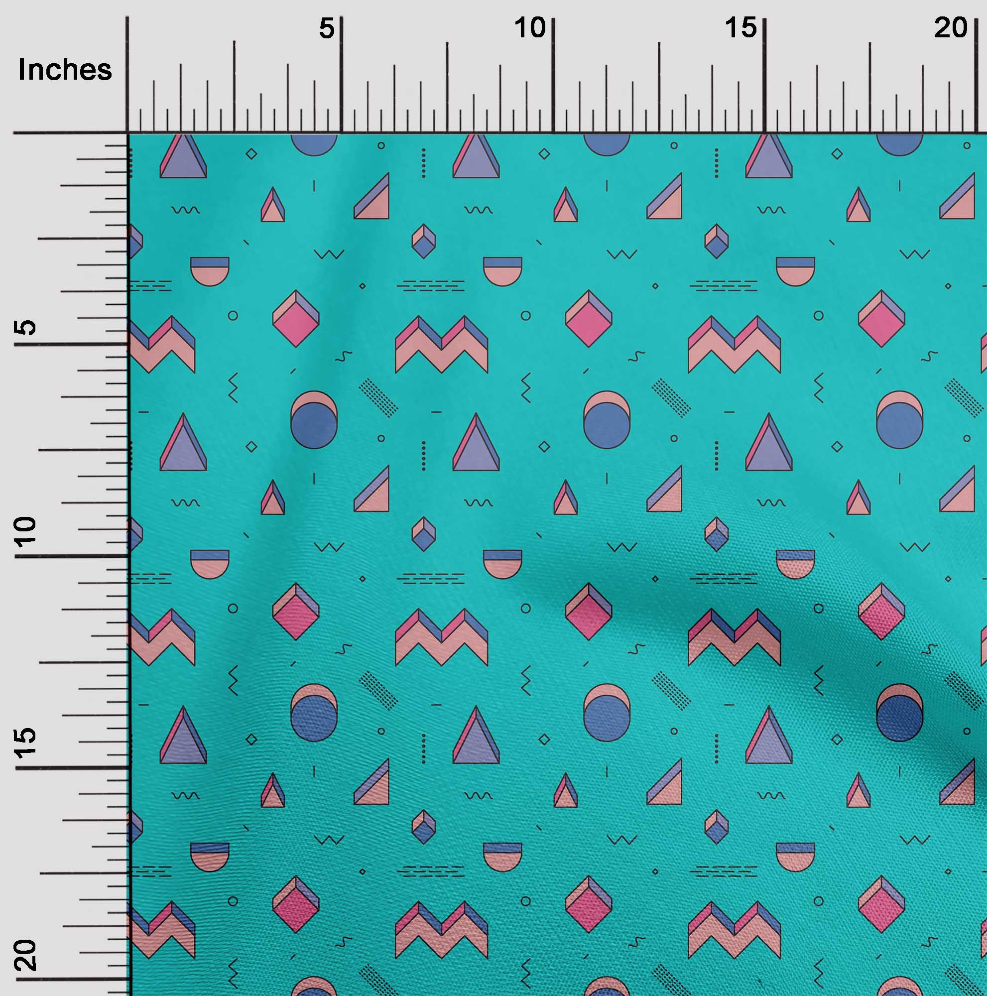

oneOone Cotton Flex Light Blue Fabric Zig Zag|Diamond & Triangle Geometric Fabric For Sewing Printed Craft Fabric By The Yard 40 Inch 42 Inch Wide - Viscose Chiffon бірюзовий колір синій