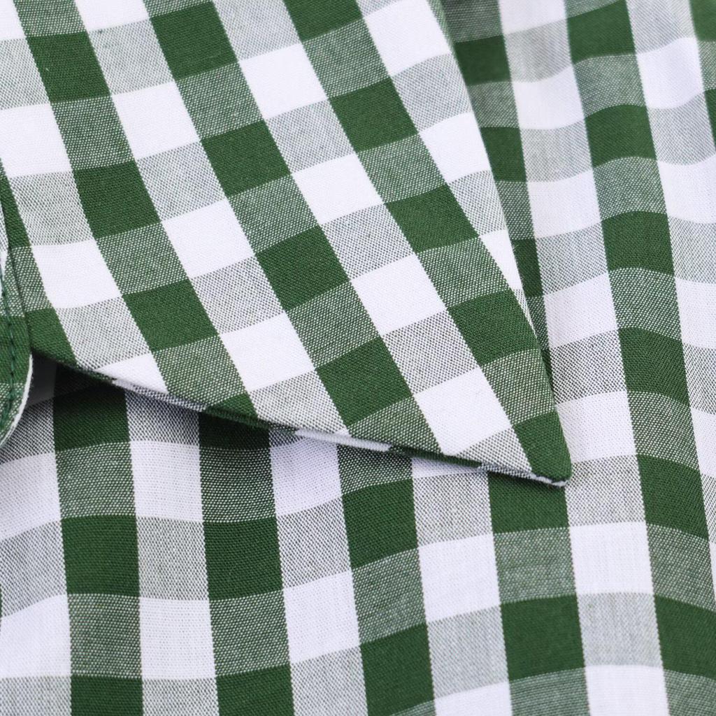 European Style Mid-Length Green Plaid Shirt Dress - Women's Spring 2026 Collection
