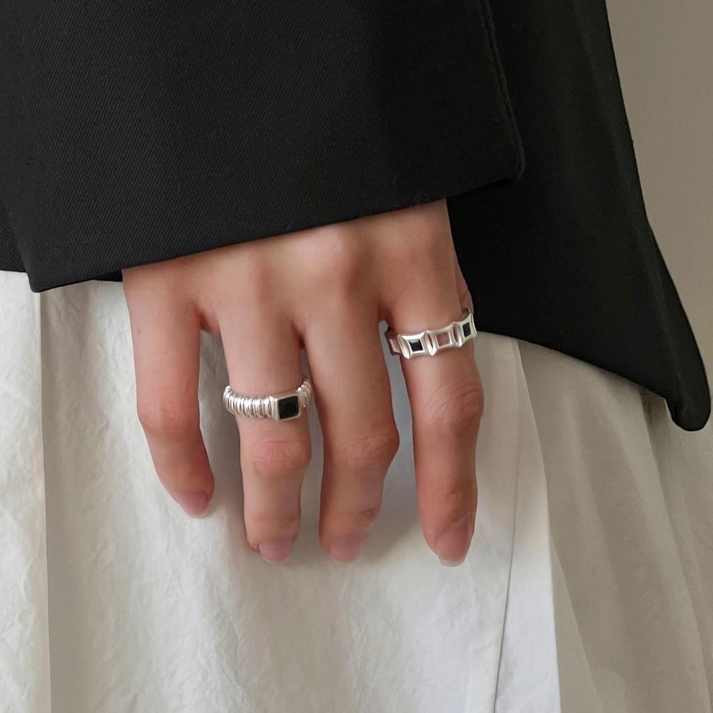 S925 Sterling Silver Square Zirconia Ring With Unique Geometric Design For Women