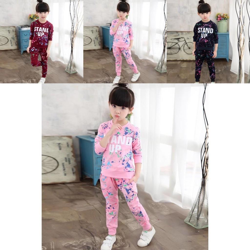 Bequemes Baumwoll-Kleinkind Kinder Baby Mädchen T-Shirt Tops Kleid und lange Hosen Set