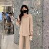 Women 2 Piece Knit Outfit Hoodie Sweatshirt + Wide Leg Pants Set Casual Loungewear Tracksuit