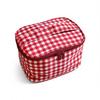 Multi-functional Red Plaid Storage Bag Handheld Zipper Design Cosmetic Pouch Makeup Bag Women Girls