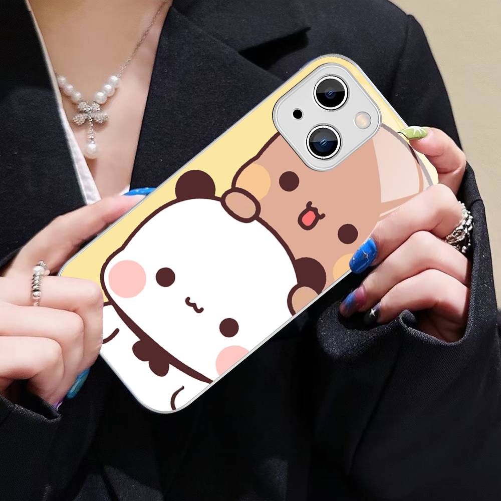 Character Bubu And Dudu For IPhone 14 13 12 Mini 11 Pro XS Max X XR 14 Plus Tempered Glass Cover