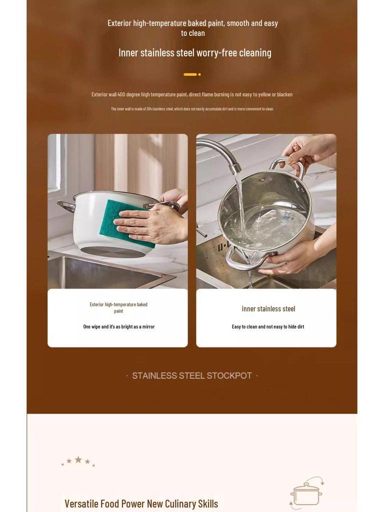 Europäischer Stil 304 Edelstahl Suppentopf - Dickwandig, Induktions- und Gasherd-kompatibel, Doppelohr-Design, Lebensmittelgeeignetes Kochgeschirr.