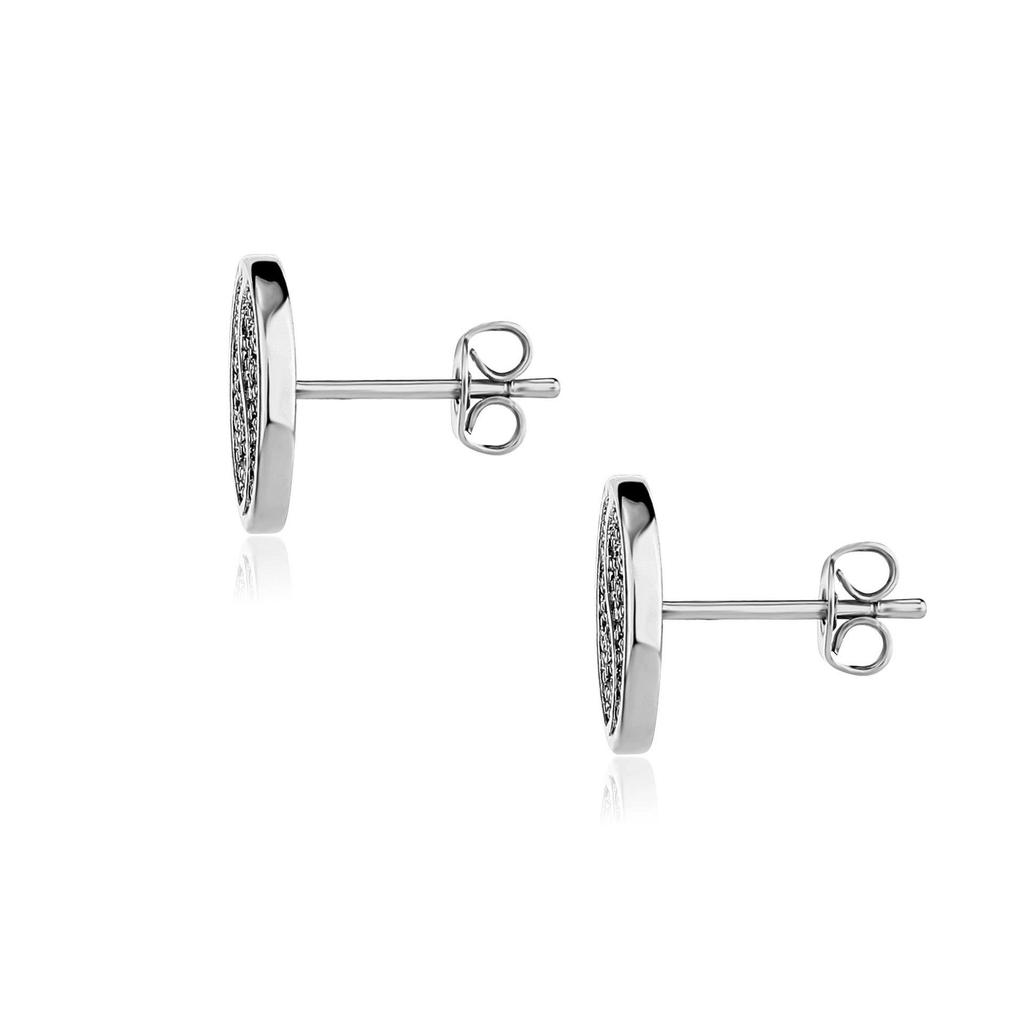 Chinese Style Bagua Black & White Diamond Stud Earrings for Men - Copper Zircon, Trendy European & American Design