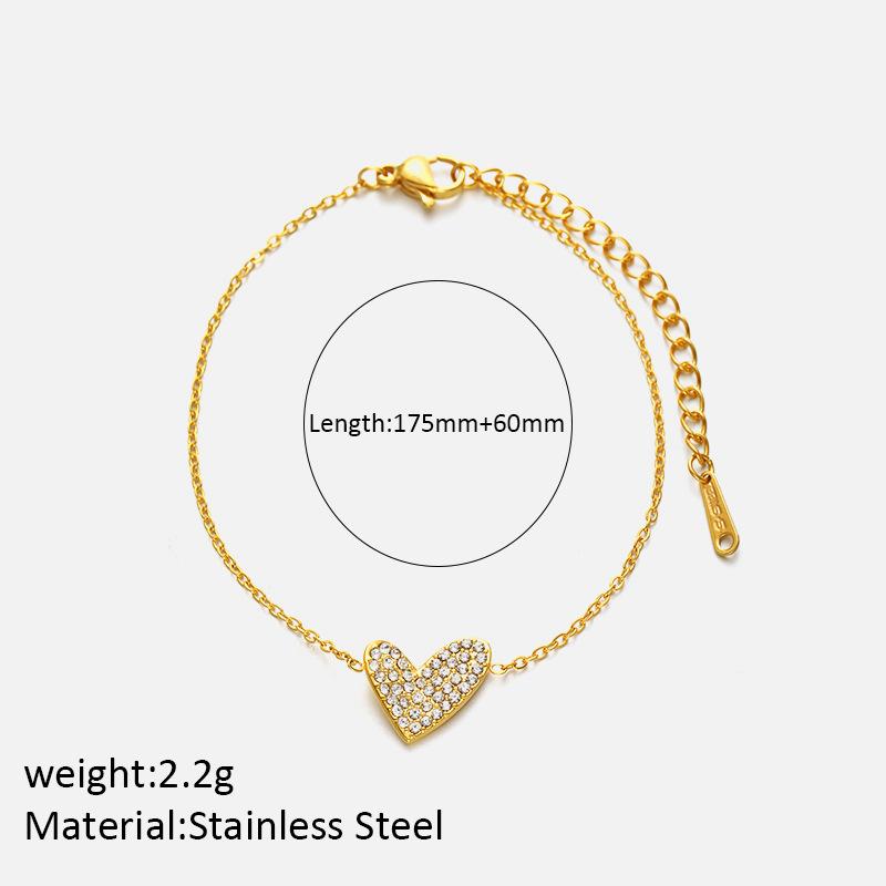 Elegant Micro Pave Zirconia Collarbone Necklace Bracelet Set Heart Pendant Jewelry For Women Gift