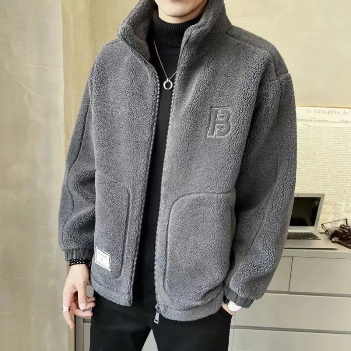 2025 Men's Lambswool & Cotton Jacket with Plus Velvet Lining – Thickened Casual Outerwear for Autumn/Winter