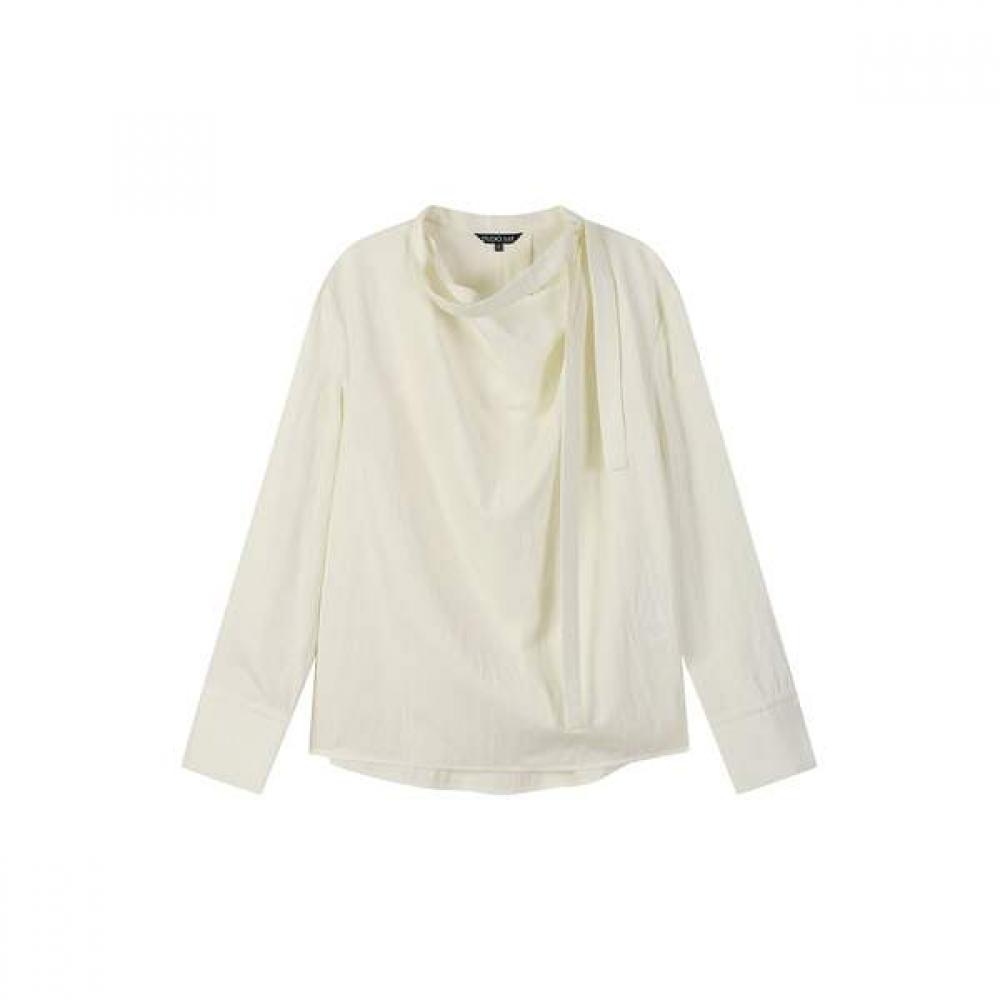 Cowl Neck Long Sleeve String Blouse As1wb360 IV (ivory)/FF