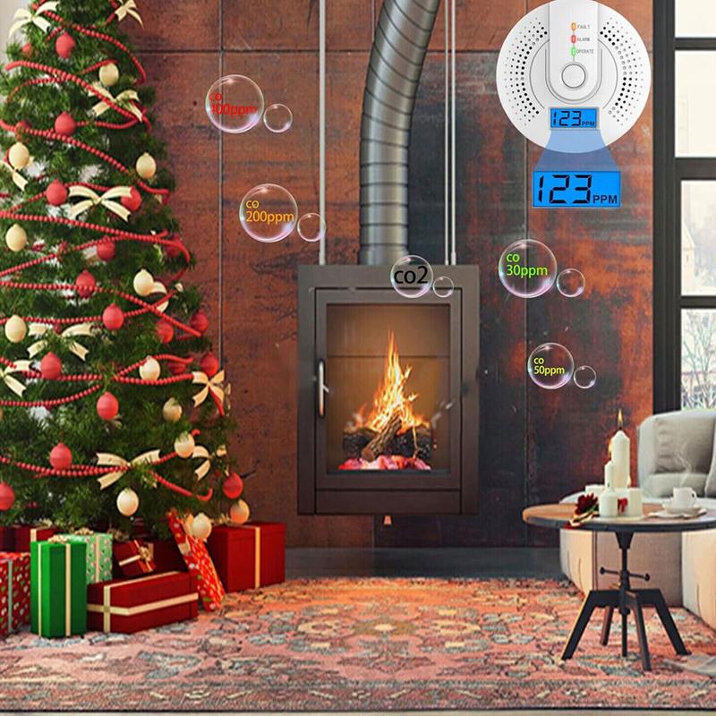 Independent CO Alarm Sensor Carbon Monoxide Alarm Detector High Sensitive Warning LED Display CO Alarm Battery Powered