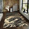 Oriental Dragon Printed Carpet with Ocean Wave Pattern for Home Decor Suitable for use as an anti-slip for living room bedroom sofas
