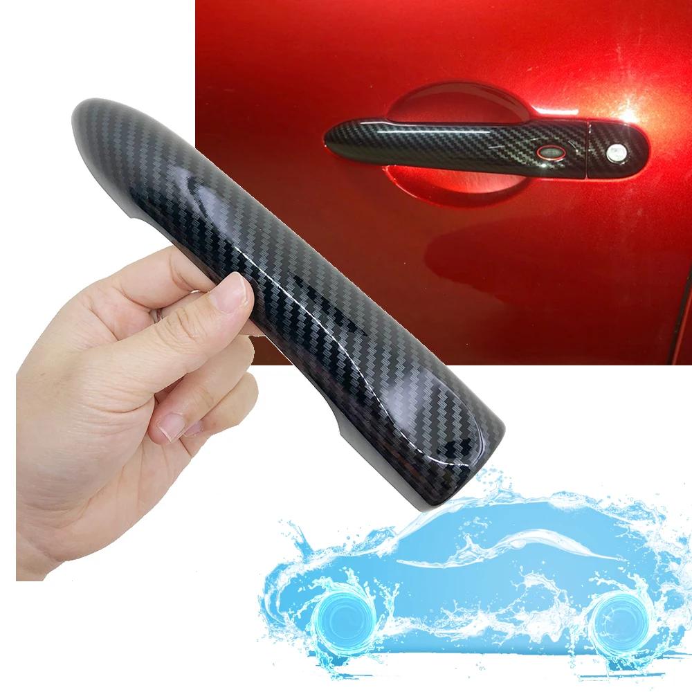 Black Carbon Fiber Car Handle Or ABS Chrome Door Handles Cover for Peugeot 208 MK1 2012~2018 Car Accessories Styling GTI Active
