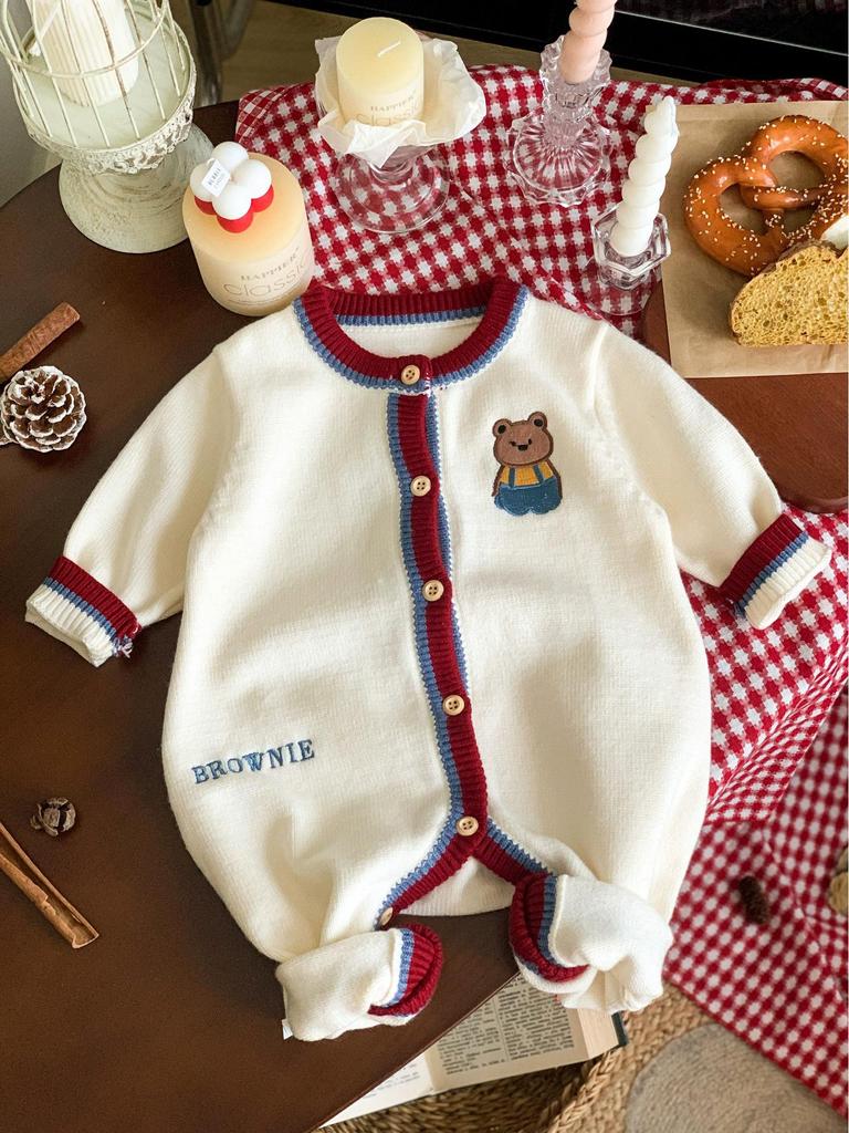 In-Stock Family Bear Sweaters: Parent-Child Knit Outfits for Mother-Daughter-Son, Short-Sleeved for Autumn/Winter