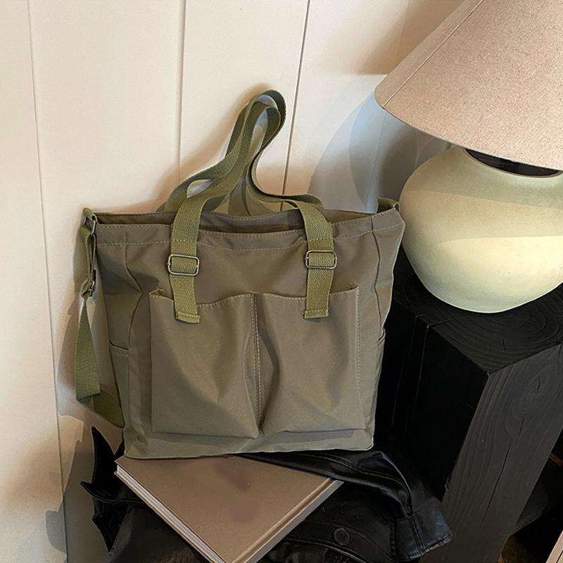 

Женская сумка-шоппер Простая Модная Сумки на молнии Ручные Сумки Нейлон Водонепроницаемая Однотонная Сумка через плечо Большой Вместимости Сумка-тоут Наплечные сумки зелёный