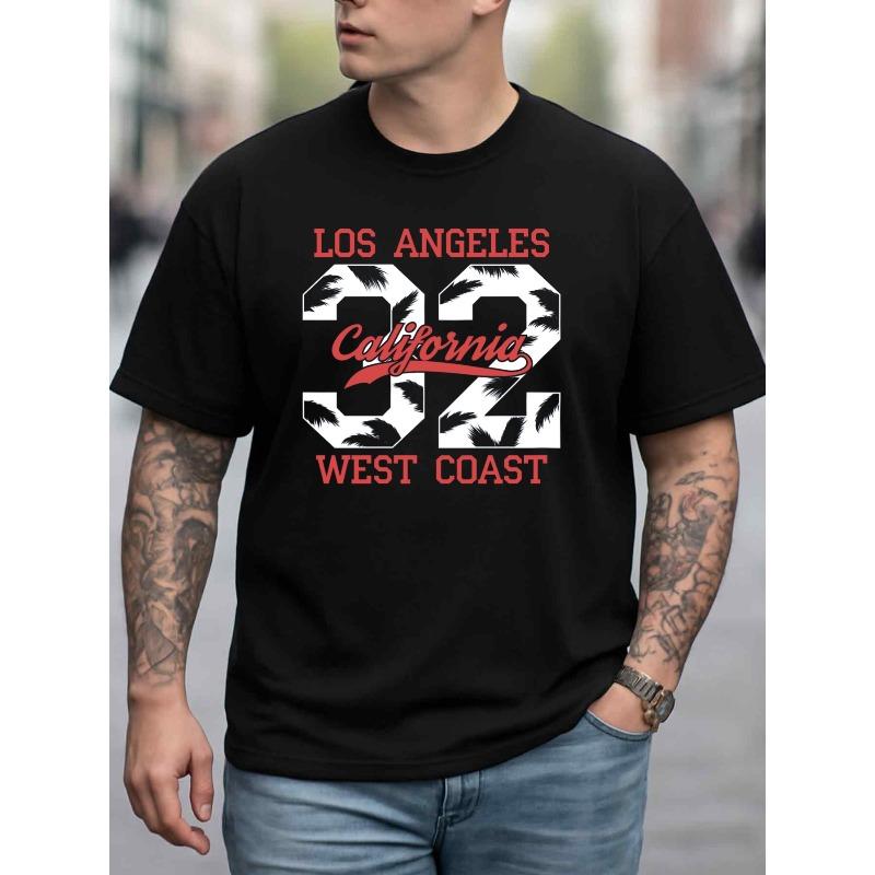

Men S LA West Coast Los Angeles T-Shirt Made,Featuring a Casual Short Sleeve Round Neck Design with LA Text Print - Perfect for Casual Wear S чёрный