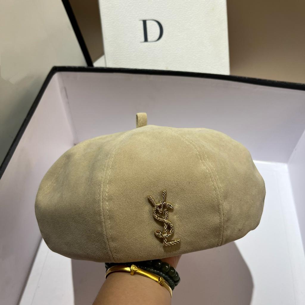 Vsl Paris Catwalk Autumn Octagonal Beret High Quality Big Hat Frosted Leather Painter Hat