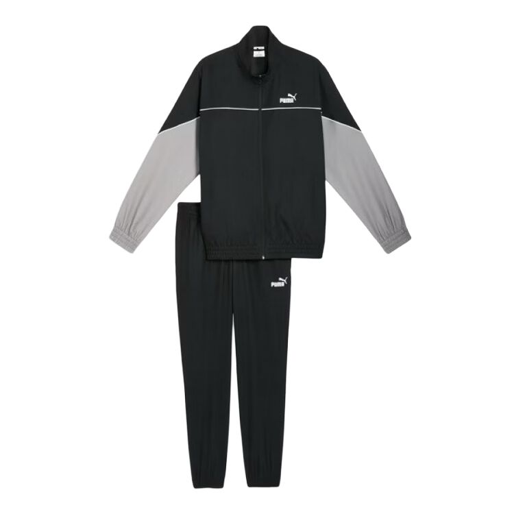 

Puma Woven Moisture-Wicking Color-Block Lightweight Stand-Collar Zip Long Pants Casual Sports Suit Unisex suits 694079-01 S