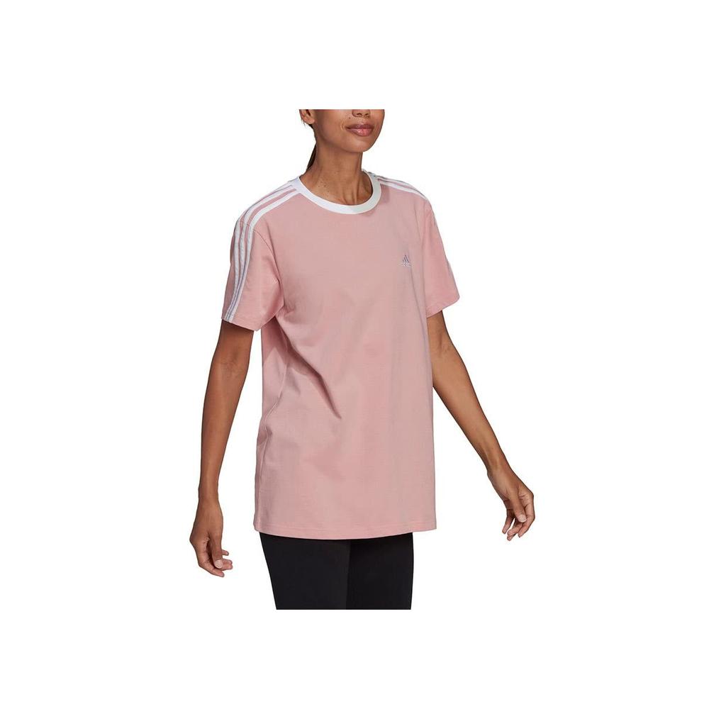 adidas Neo Logo Print Round Neck Pullover Sports Short Sleeve T-Shirt Women T-Shirts Pink HH7658