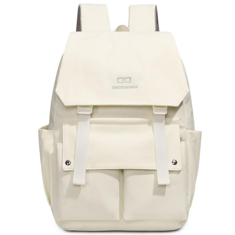 Preppy Einfarbiger Schulranzen Damen Rucksack mit großem Fassungsvermögen