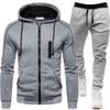 2026 Autumn/Winter Men's Hooded Sportswear Set - Long Sleeve Sweatshirt and Sweatpants with Zipper.