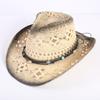 Beliebter europäischer und amerikanischer klassischer hohler westlicher Cowboyhut Herren- und Damen-Mode Urlaubs-atmungsaktiver Sonnenschutz-Strohhut