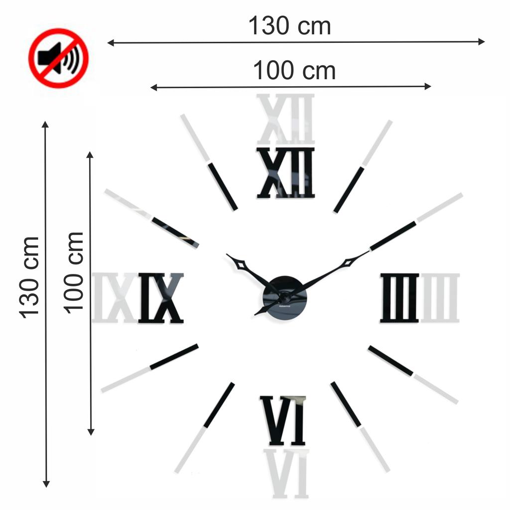 Large stick-on wall clock with Roman numerals