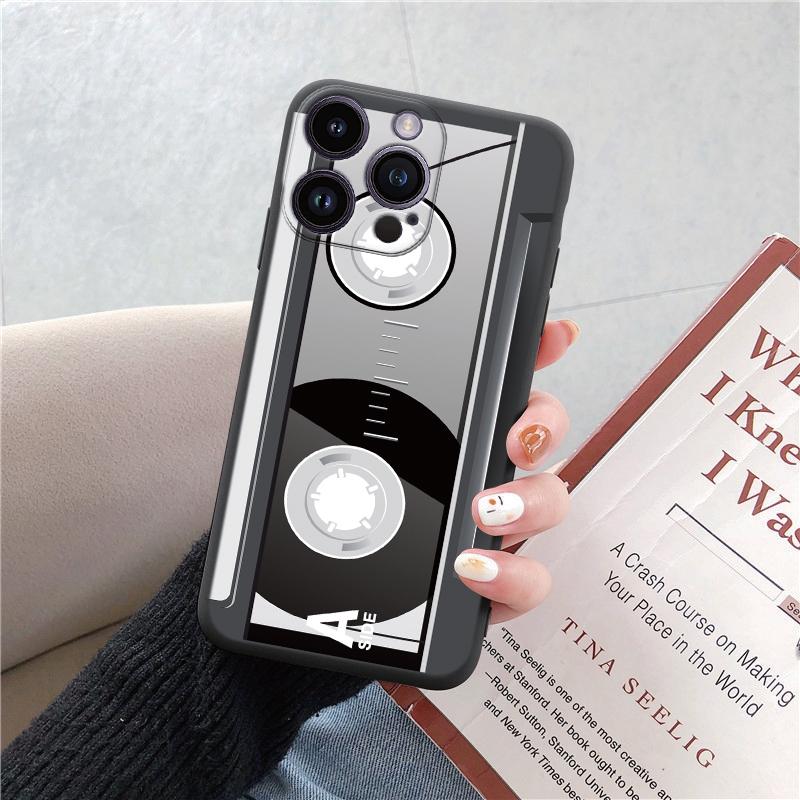 Módní, vtipná, měkká pouzdra na telefon s retro vzorem pro iPhone 15 Pro 6 14 XS 13 Max XR 12 Mini 7 Plus X SE 8 11 TPU nárazuvzdorný černý kryt