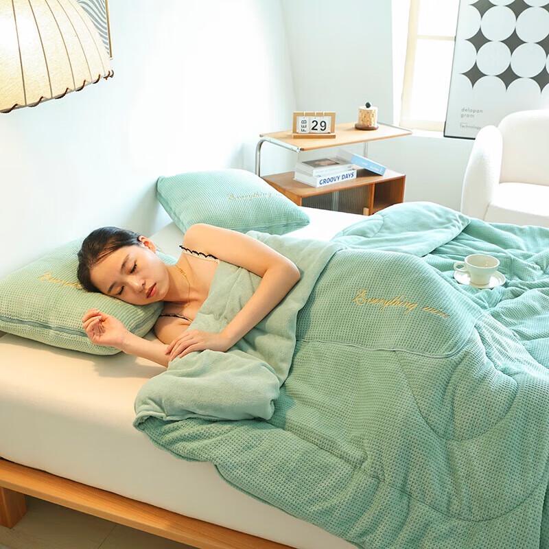 Grace Waffle Milk Velvet 2-in-1 Pillow Quilt