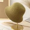 Wool Blended Bucket Hat Women's Autumn and Winter Thermal Basin Hat Knitted Big Face Small Face Hat Straight Bucket Hat Women