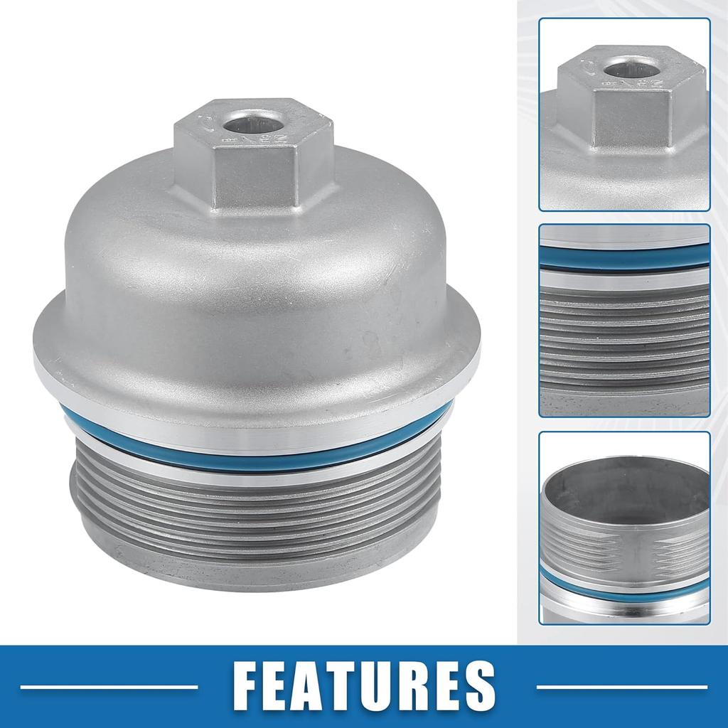Engine Oil Filter Housing Cover Cap 12583470 for Chevrolet Camaro 3.6L 2010-2015 Metal Silver Tone