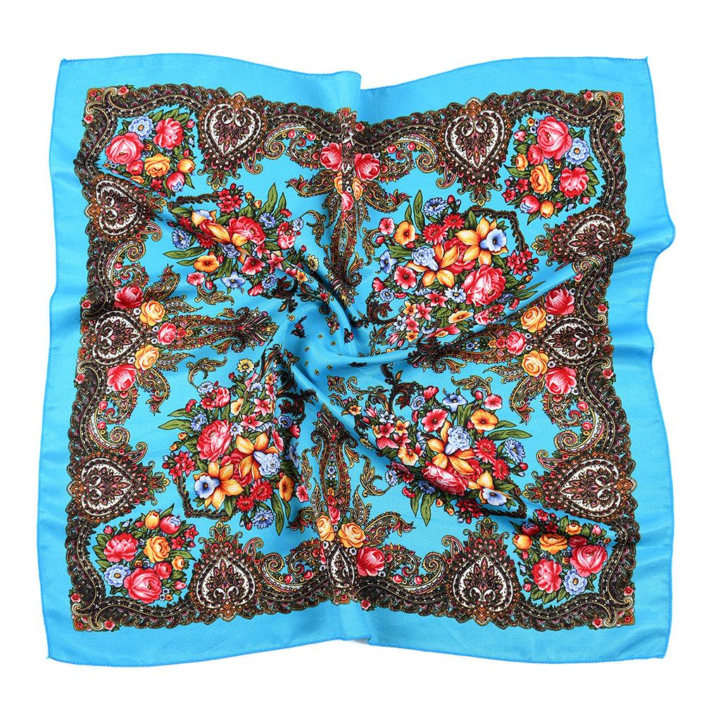 High-Quality 70cm Square Fashion Scarf Women Floral Cotton Bandanas Lady Scarves HIjab Headband Accessories Handkerchief Hair