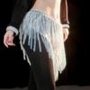 Rhinestones Belly Dance Coverup Wrap Belly Dance Hip Scarf Long Tassels Dance Waist Chain for Halloween Dacning Parties