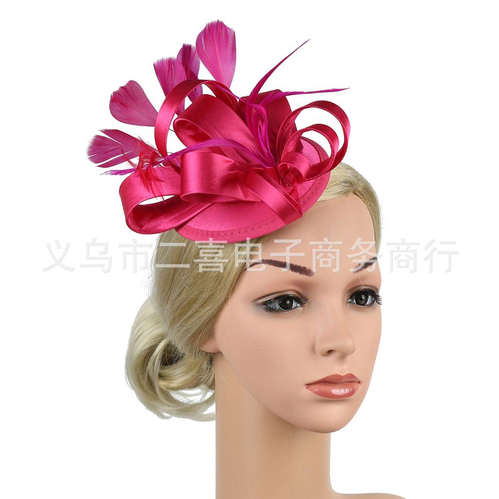 European and American boutique bridal headgear feathers hair accessories mesh head flower stage party hairpin top hat