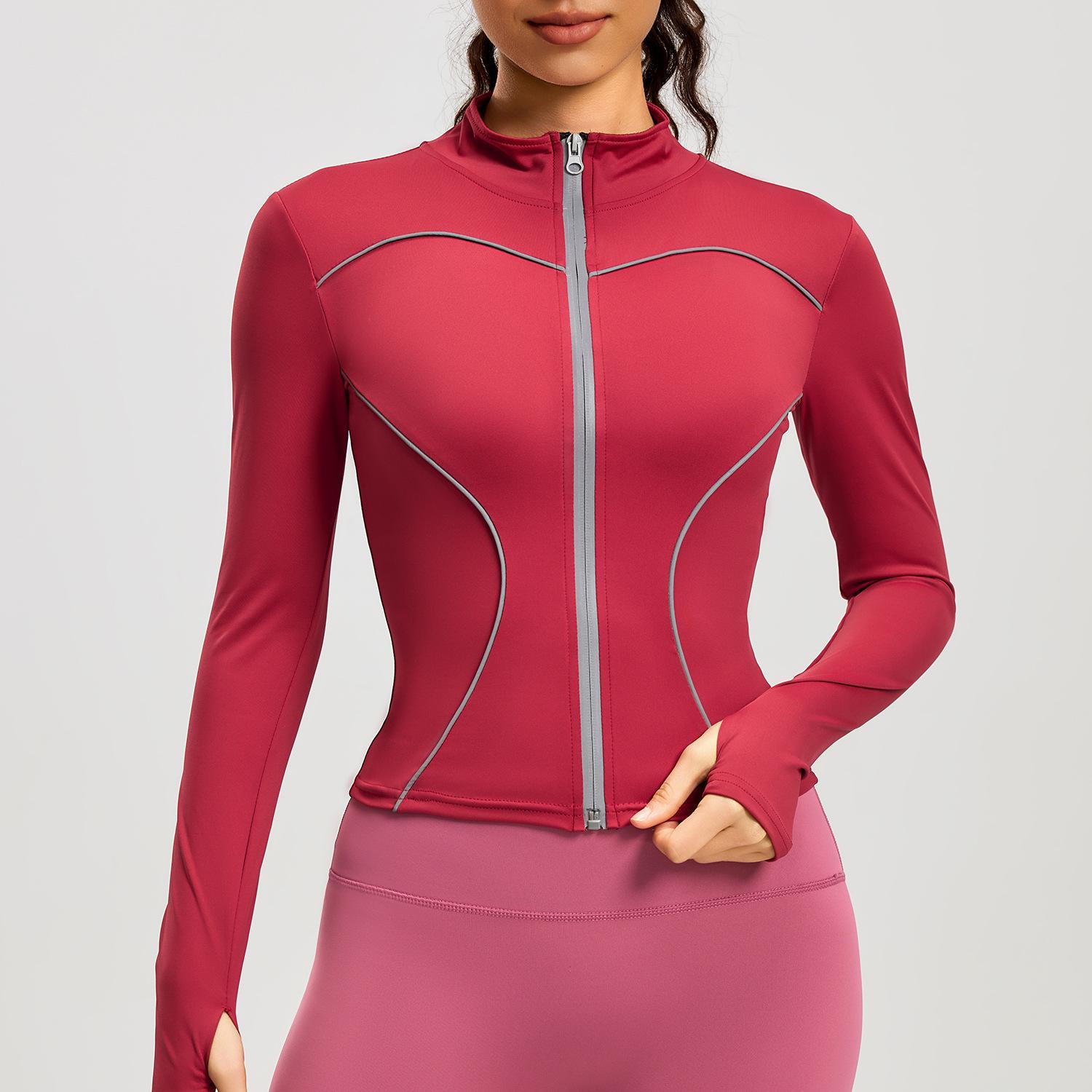 

Women s Reflective Stand Collar Yoga Jacket - Slim Fit, Night Running Sportswear XXL