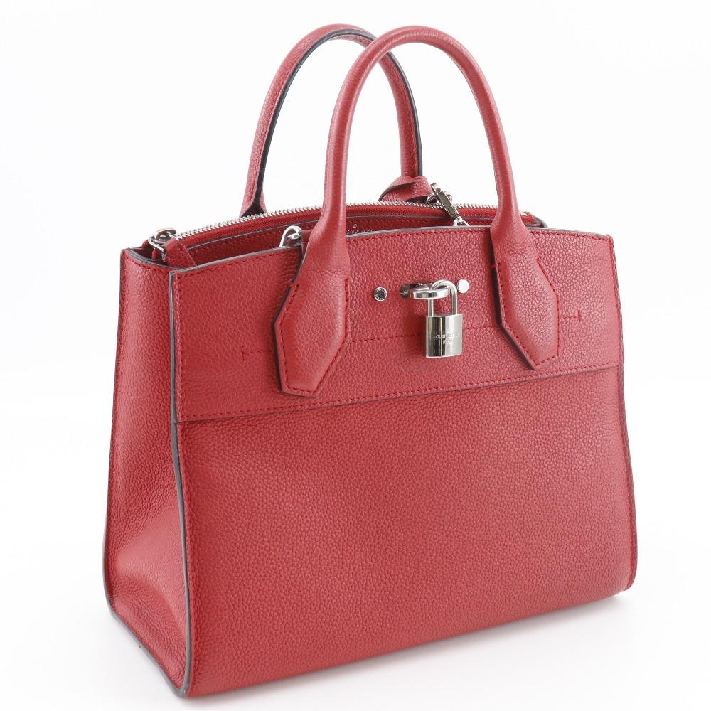 LOUIS VUITTON City Steamer PM Handbag M53030 2WAYShoulder Rouge Red Calfskin Women Used