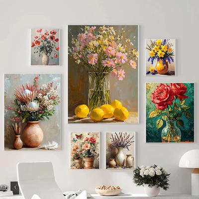 Exquisite Beautiful Oil Painting Flower Rose Winter Jasmine Sunflower Poster Canvas Prints Wall Painting Living Room Home Decor