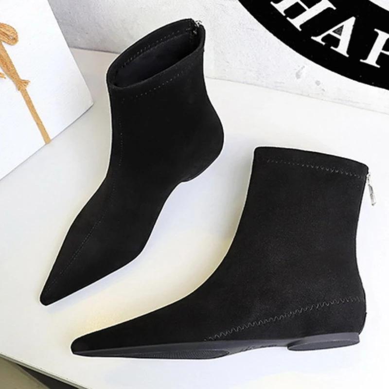 Fashion Sexy Pointed Toe Women High Heels Shoes Fashion Wedges Ankle Boots 2025 Trend New Party Dress Elegant Hot Sale Zapatos De Mujer