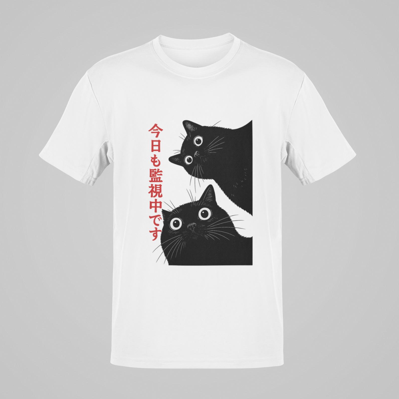 Samurai Cat Riding Shark T-Shirt | Japanese Wave Ukiyo-e Warrior Cat Graphic Tee Unisex T-Shirt XXXXL