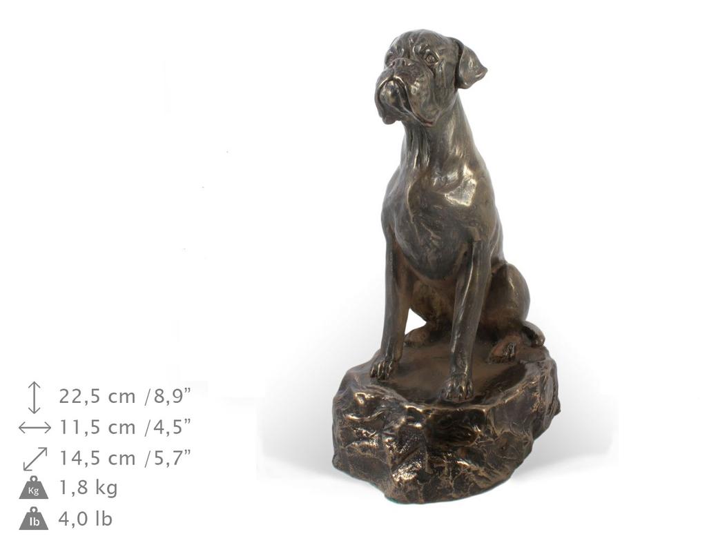Boxer, German Boxer IV - Dog Figurine, Figure On a White Base, Trophy for Art-Dog Dog Show Exhibition
