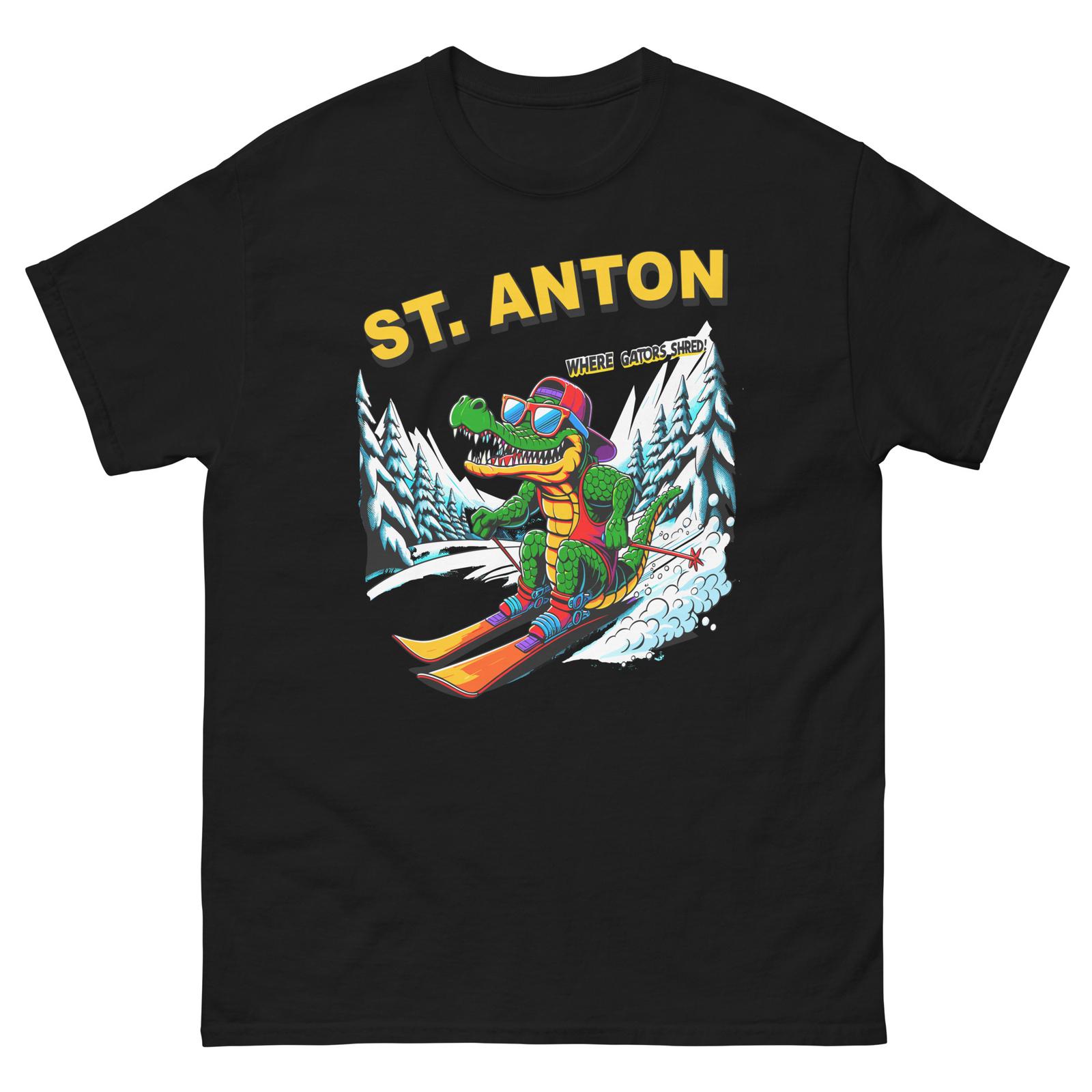 St. Anton Where Gators Shred Skiing Alligator Fun Shirt T-Shirt XXL