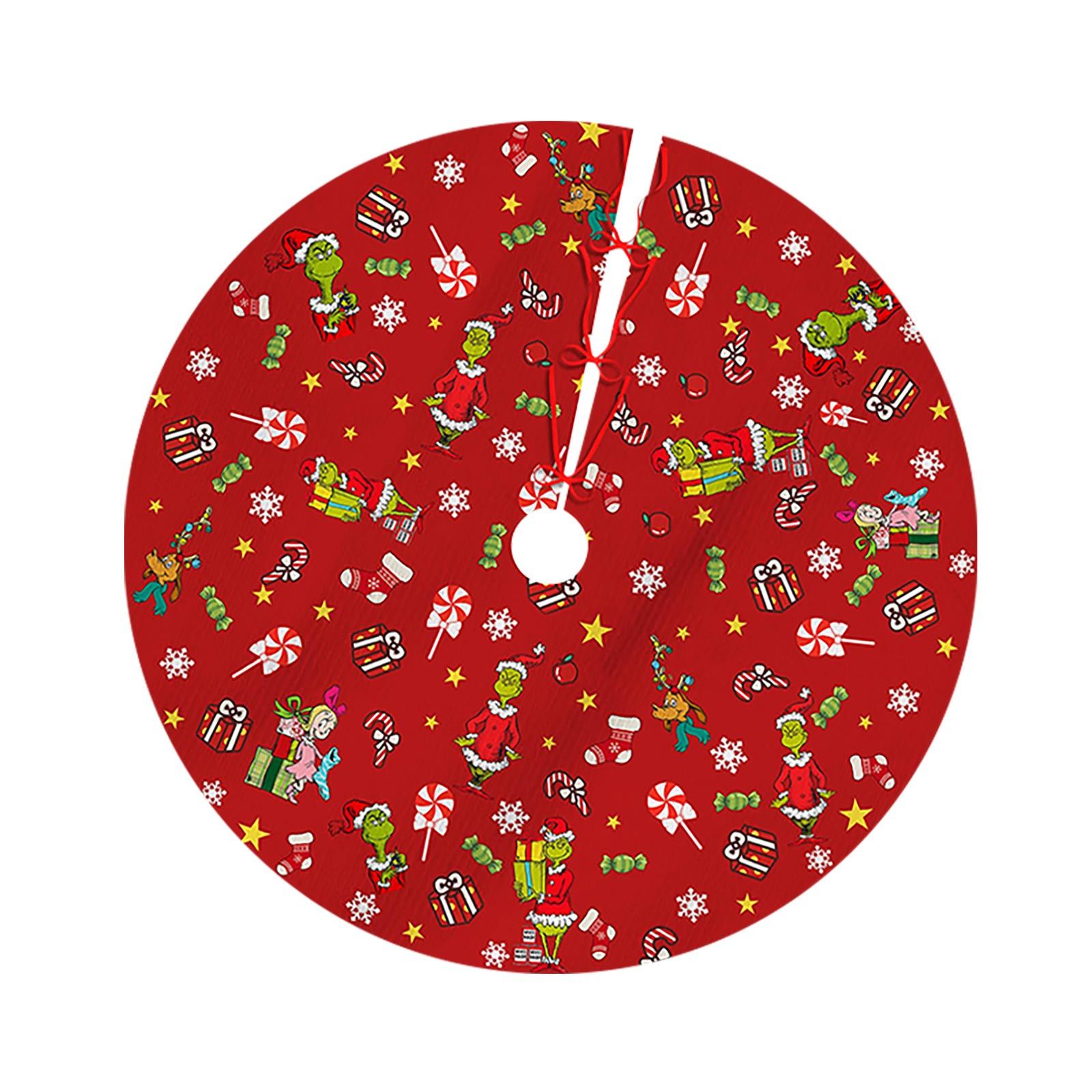 

Юбка для рождественской елки 75 см с принтом, короткий плюш, рождественские украшения One Size красный