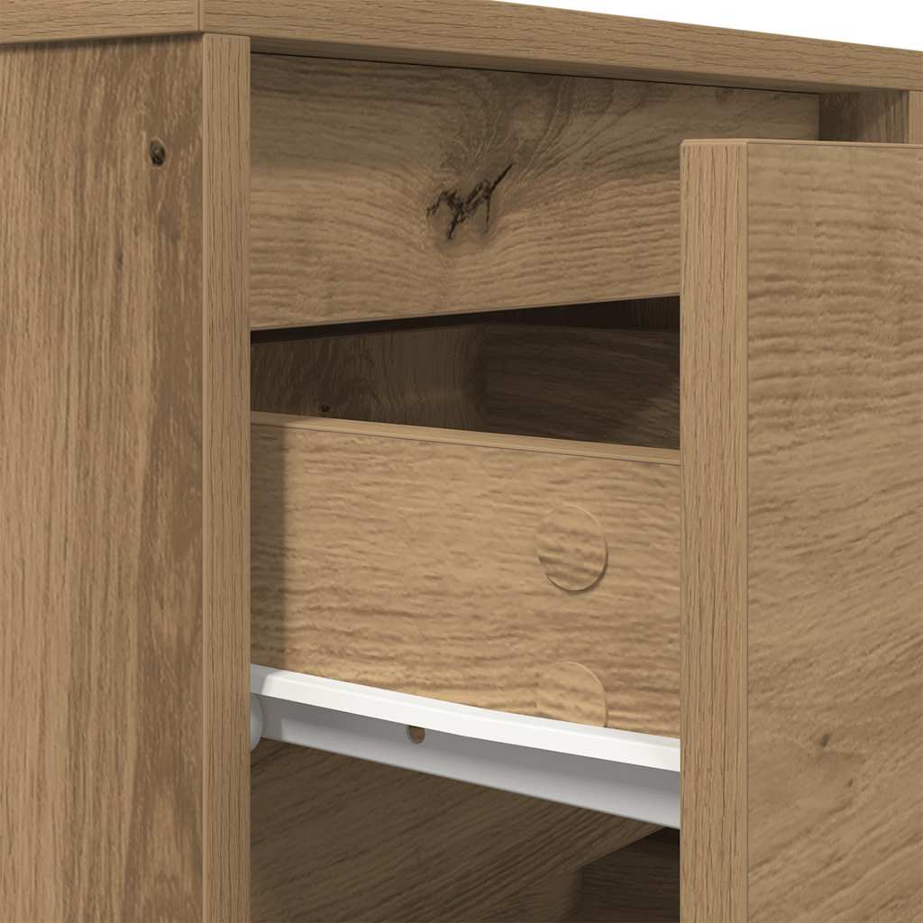 Nightstand with LED Lights Artisan Oak Finish 38 x 34 x 65 cm