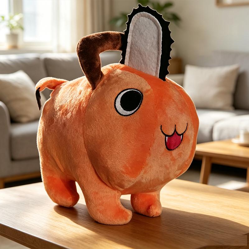 Süßes orangefarbenes Mini-Stofftier Flauschiges Sägekopf-Design Weiche Stofftierpuppe Sammlerstück Geschenk für Kinder Schreibtischdekoration
