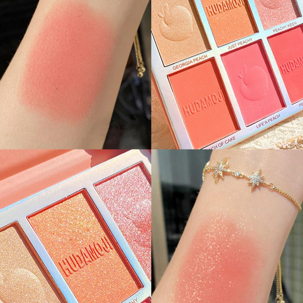 Six-color Highlighter Blush Eyeshadow All-in-one Plate Multifunctional Face Brightening Glitter Pearl Eyeshadow Student Affordable Makeup