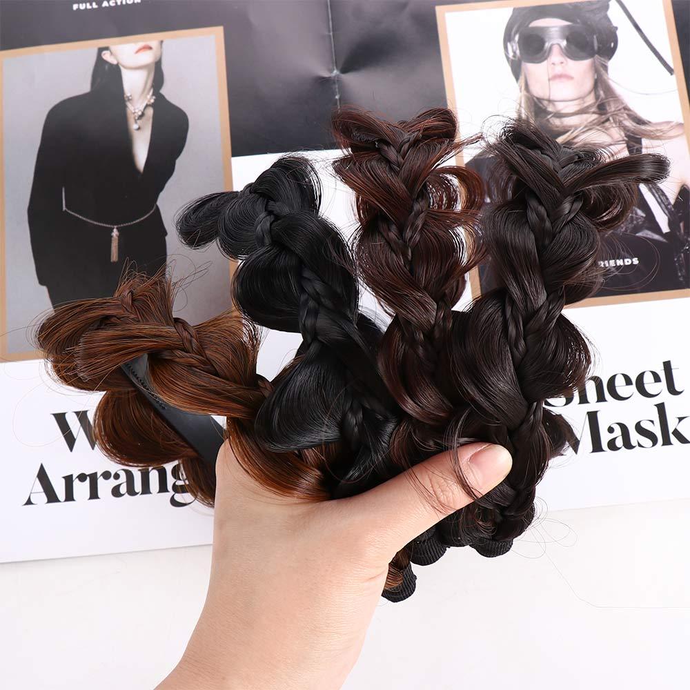 Wide-brimmed Fishbone Braid Female Hairbands Wide Hair Hoop Wig Headband Korean Style Headwear