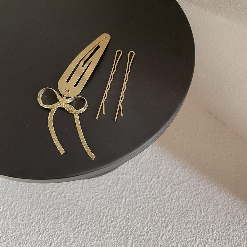 Metall Schleifenanhänger Haarnadel Set Damen Nische Vielseitiges Temperament Bb Clip Pony Clip Seitenclip