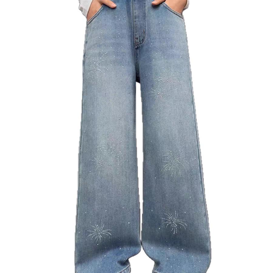 Girls' Rhinestone Straight-Leg Slim Fit Jeans - Spring 2026 Collection for Middle and Big Kids