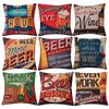 Linen 18" Cotton Pillow Case Vintage Beer Wine Bottle Sofa Throw Cover Cushion