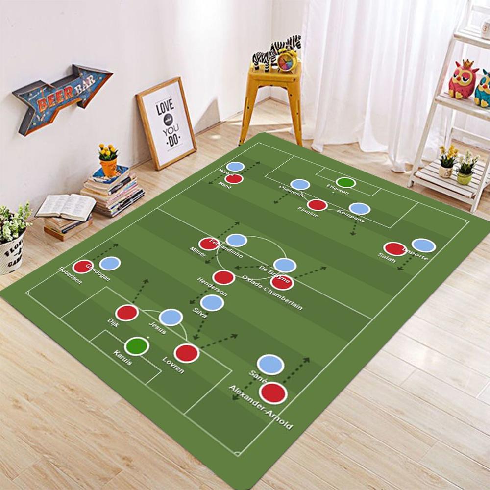 Fußballfeld-Muster Teppich für Wohnzimmer Schlafzimmer Kinder Spielbereich Sportbodenmatte Rutschfest Geeignet für Heimdekoration